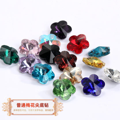 Factory wholesale plum blossom rhinestones, irregular pointed bottom glass rhinestones, phone diamond sticking materials, DIY jewelry accessories