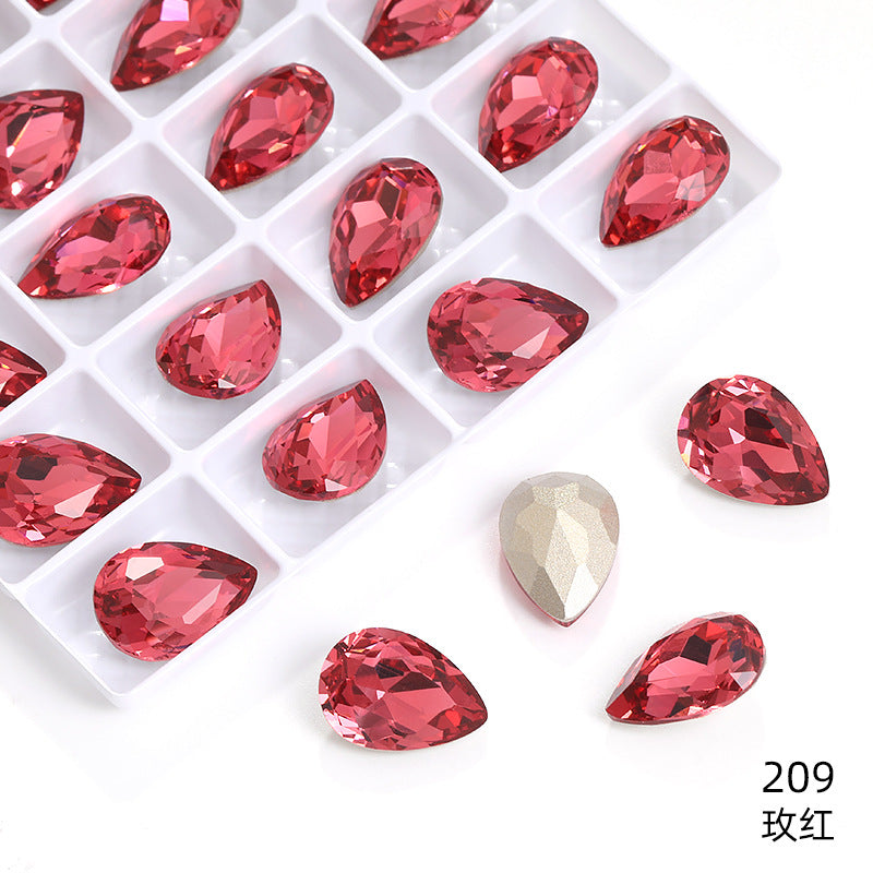 K9 high-end pear-shaped rhinestones, special-shaped rhinestones, real silver-plated base wedding dress accessories, pointed bottom pinkstone rhinestones