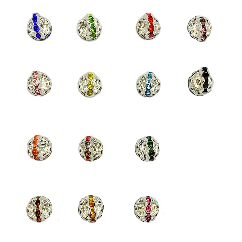 Factory direct sales 10MM color wavy edge rhinestone circle wheel bead spacer spacer bead string silver diamond jewelry