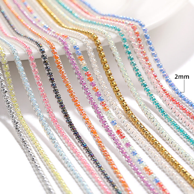Factory supply pearl claw chain AB color chain 2mm dense claw chain DIY phone case diamond chain handmade material accessories