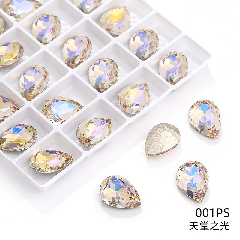 K9 high-end pear-shaped rhinestones, special-shaped rhinestones, real silver-plated base wedding dress accessories, pointed bottom pinkstone rhinestones