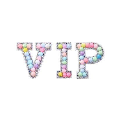 Macaron letter stickers, 26-letter English DIY accessories, clothing accessories, faux pearl and rhinestone appliqué set