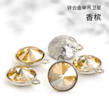 12mm zinc alloy satellite single pendant bag, necklace, bracelet, clothing decoration, accessory satellite shape round single-hole pendant