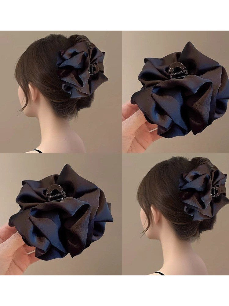 Cloud bubble bow grapple clip women's high-end sense 2026 new hair flower hairpin less hair volume shark clip on the back of the head