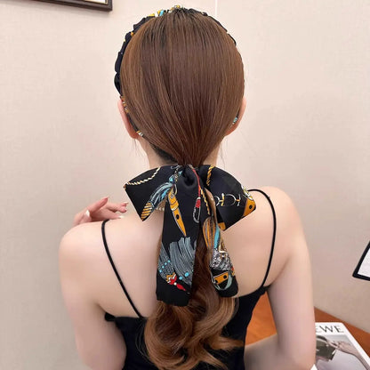 Palace retro flower streamers, tooth comb, wavy high skull top headband, front and back, two wears, hair tie, one headband, headdress, women