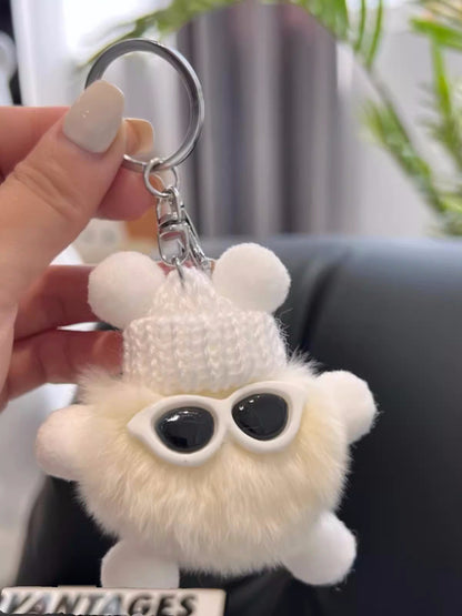 Cute otter rabbit fur small briquette bag pendant ornament school bag eye doll pendant cartoon doll keychain