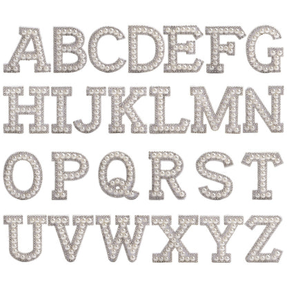English Letter Hot Patch Stickers - 26 Letters White Imitation Pearl DIY Clothing Accessories