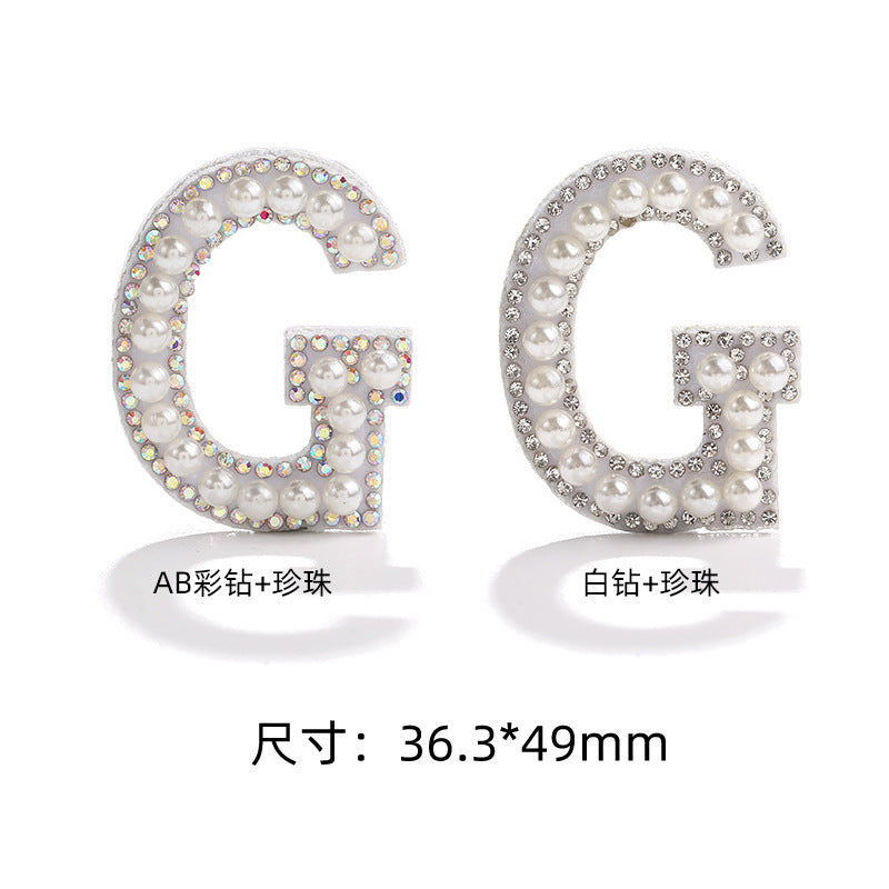 English Letter Hot Patch Stickers - 26 Letters White Imitation Pearl DIY Clothing Accessories