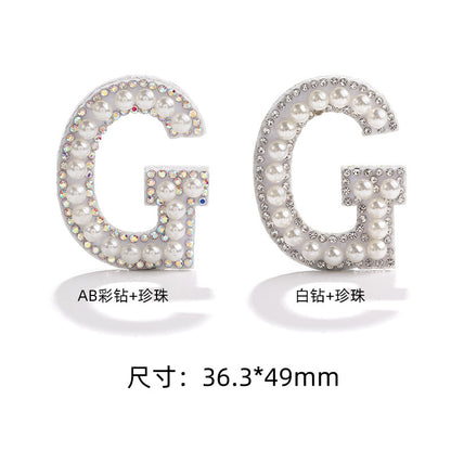 English Letter Hot Patch Stickers - 26 Letters White Imitation Pearl DIY Clothing Accessories