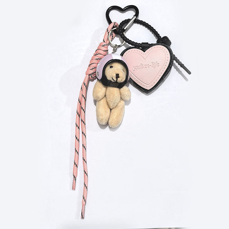 In the spring ins Korea helmet bear pendant suitable for Apple mobile phone pendant bag bag accessories girly heart cute