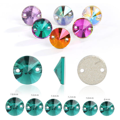 K9 Rivoli Flat Buckle Rhinestone - Double Hole Perforated Hand Sewing Drill Wedding Dress Decoration Super Flash