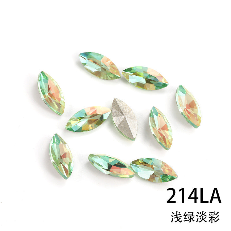 Horse eye crystal diamond, diamond-shaped coated light color glass rhinestone, DIY nail art accessories, irregular pointed and base diamond influencer
