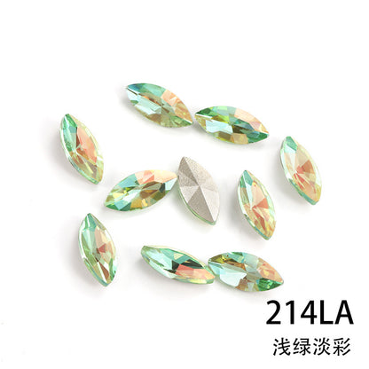 Horse eye crystal diamond, diamond-shaped coated light color glass rhinestone, DIY nail art accessories, irregular pointed and base diamond influencer