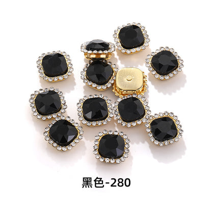 Fat square flower disc buckle sunflower double-layer glass drill DIY hand-punched hand-sewn diamond fat square diamond factory wholesale supply