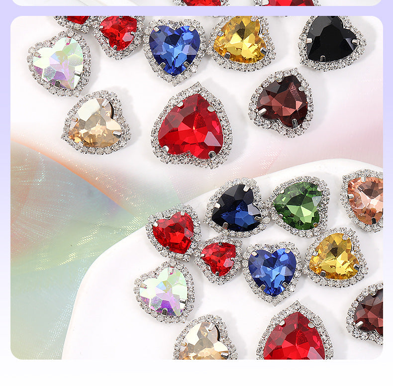 Heart-Shaped Crystal Claw Rhinestones - Hand-Sewn Hat Shoe Accessories Crystal Buckles