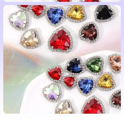 Heart-Shaped Crystal Claw Rhinestones - Hand-Sewn Hat Shoe Accessories Crystal Buckles
