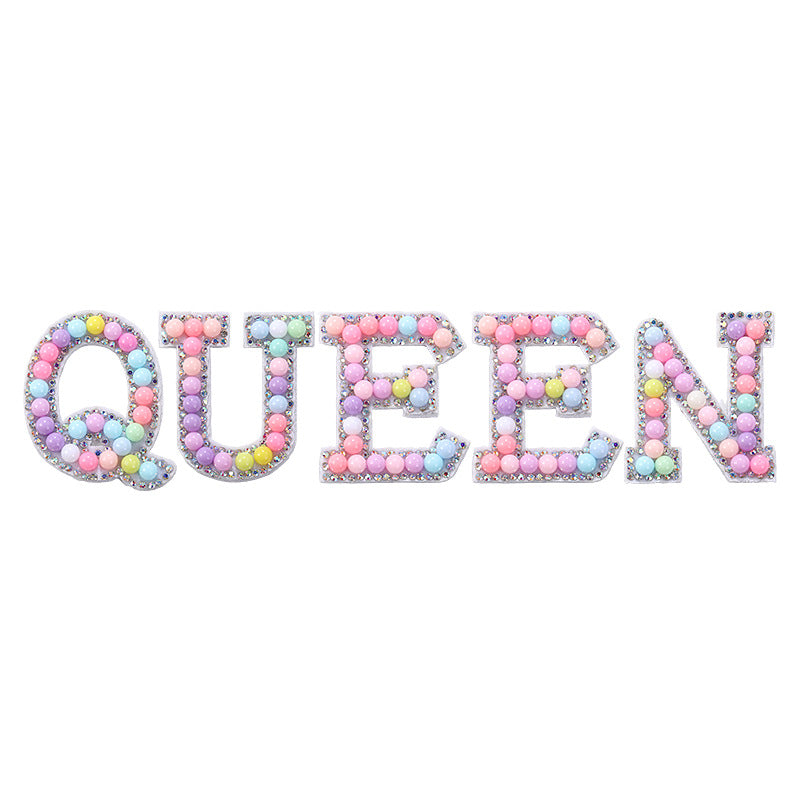 Macaron letter stickers, 26-letter English DIY accessories, clothing accessories, faux pearl and rhinestone appliqué set