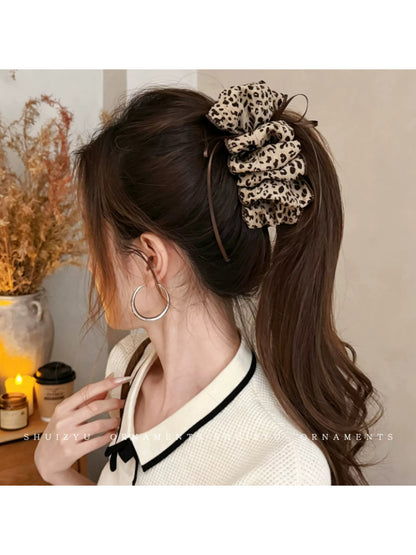 Leopard print banana clips for women, 2026 new high-end vertical hair clips, claw clips, high ponytail hair clips, hair clips, hair accessories