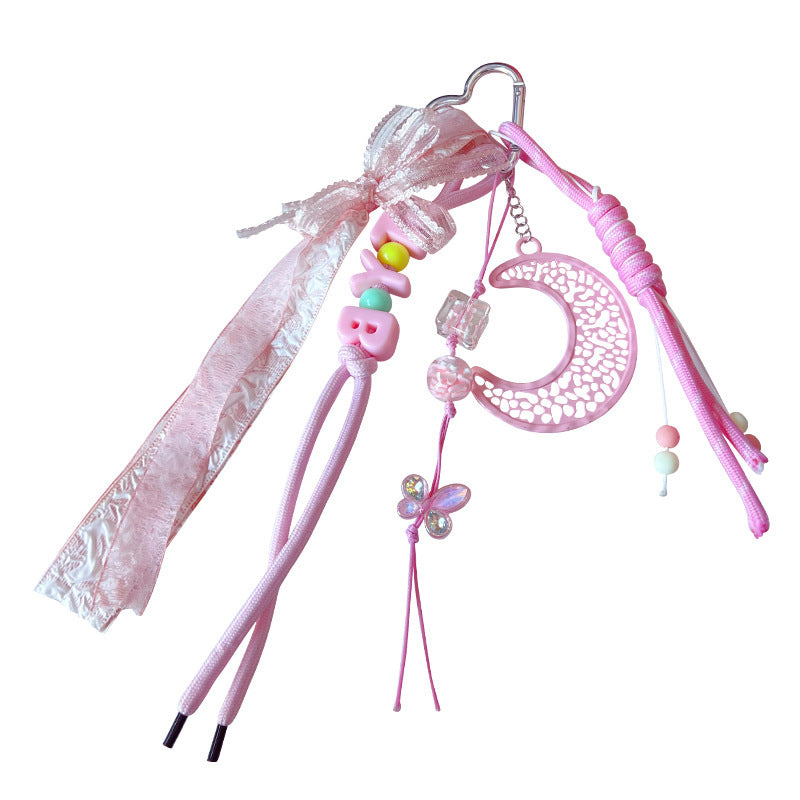 Simple miu DIY moon bracelet keychain bag pendant accessories creative car school bag keychain pendant