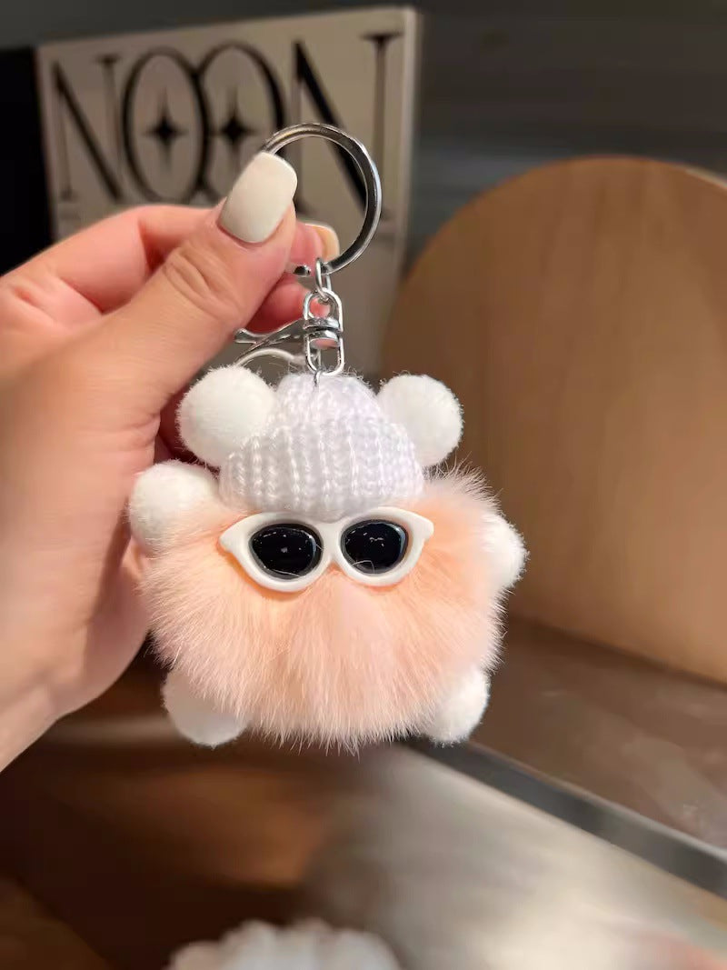 Cute otter rabbit fur small briquette bag pendant ornament school bag eye doll pendant cartoon doll keychain