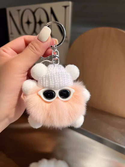 Cute otter rabbit fur small briquette bag pendant ornament school bag eye doll pendant cartoon doll keychain