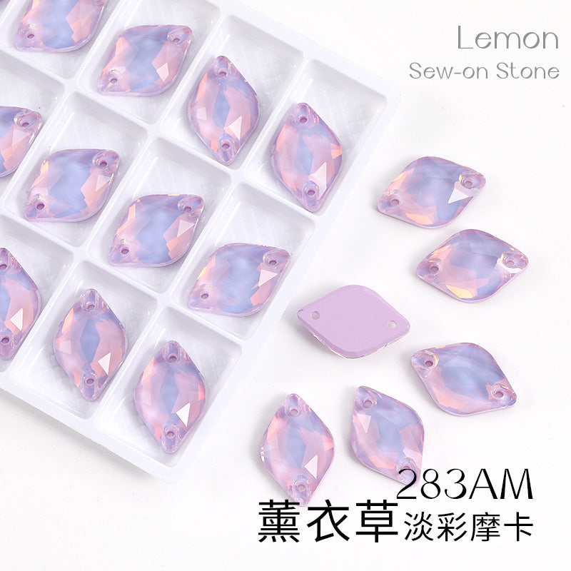 Xichuan New K9 Lemon Flat Buckle Flat Bottom Double-Hole Beveled Glass Hand-Sewn Diamond Clothing DIY Accessories