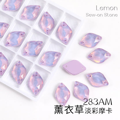Xichuan New K9 Lemon Flat Buckle Flat Bottom Double-Hole Beveled Glass Hand-Sewn Diamond Clothing DIY Accessories
