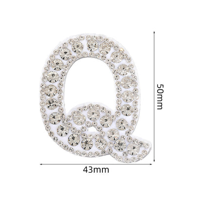 Full diamond letters DIY clothing accessories, white rhinestone hot simmer patches, hot patch English 26 letters
