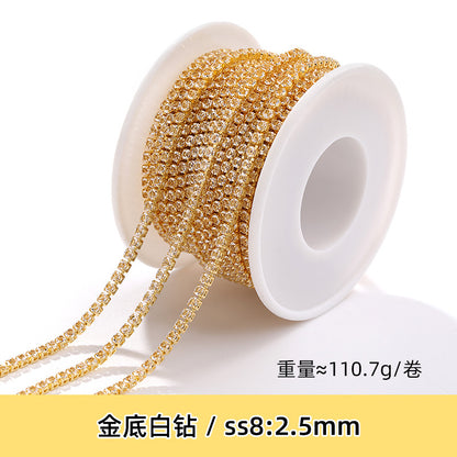 Zircon claw chain 2.5 3 4mm dense white rhinestone claw chain phone case, nail art, clothing, DIY accessories