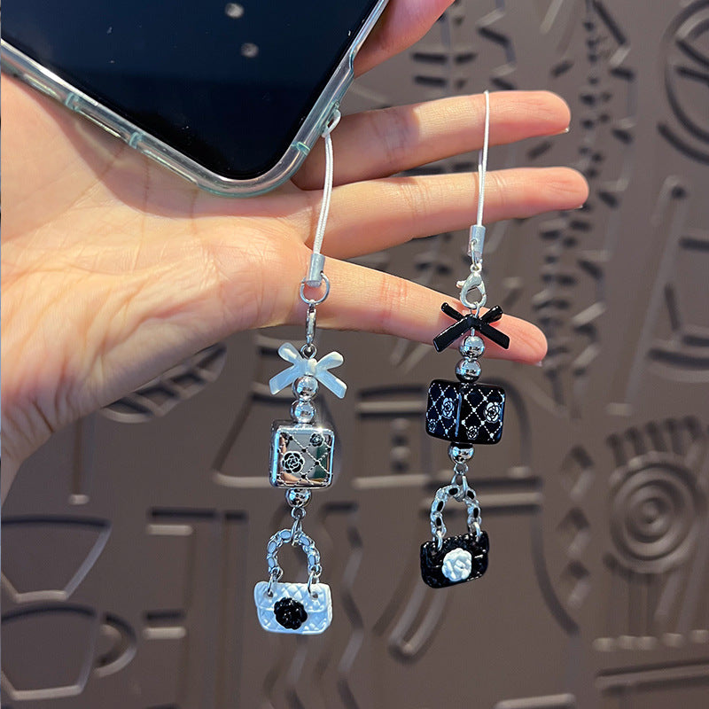 Handmade DIY beaded bow small fragrance mobile phone chain pendant girly heart car key chain bag ornament