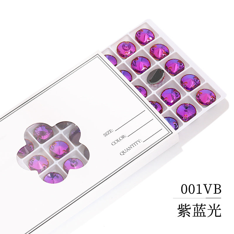 Flat Bottom Hand-Sewn Diamond K9 Satellite Round Flat Buckle Double Hole Punched Hand-Sewn Diamond Wedding Dress Apparel Accessories Super Flash Satellite