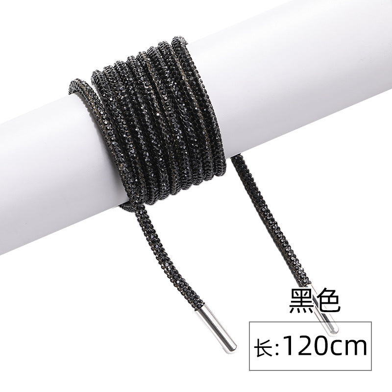 Crystal cord, drill rope, full diamond, ultra-glitter round soft tube, 6-row drill rope, coat strap, hat strap, shoelace, bag and pants strap, DIY accessory for accessories