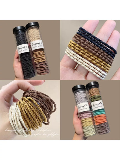 Black rubber band, highly elastic, durable, hair tie, leather sleeve, hair tie, women's bucket set, 100 rubber bands, high ponytail