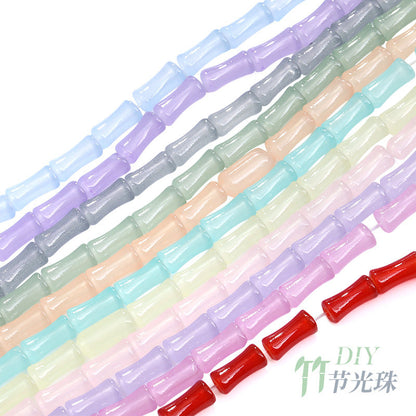 6x12mm Glass Bamboo Beads - Translucent Glazed Crystal DIY Jewelry Beading Accessories