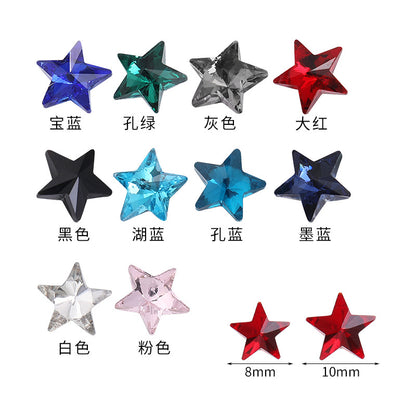 Source of origin: pointed bottom five-pointed star rhinestone, glass five-pointed star rhinestone, phone case diamond attachment, hair accessory rhinestone accessories