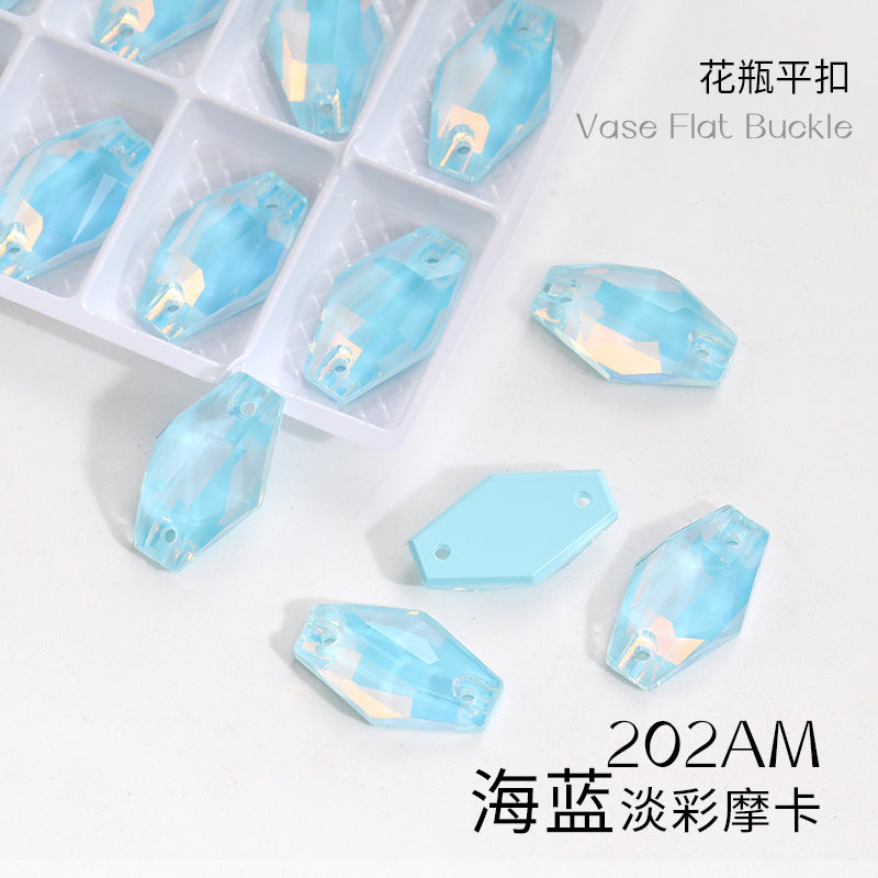 Factory wholesale flat buckle flat bottom hand-stitched rhinestone vase crystal stone ultra-glitter scratch-free packaging glass diamond