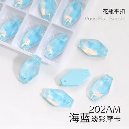 Factory wholesale flat buckle flat bottom hand-stitched rhinestone vase crystal stone ultra-glitter scratch-free packaging glass diamond