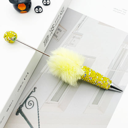 AB diamond ballpoint pen diy multi-color heavy work full diamond pen plush hairball beaded ballpoint pen spot wholesale