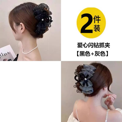 High-end pleated cloud bubble clip for women, 2026 new style back of head updo, hair clip flower Chinese-style hair accessory