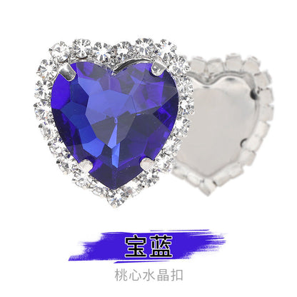 Heart-Shaped Crystal Claw Rhinestones - Hand-Sewn Hat Shoe Accessories Crystal Buckles