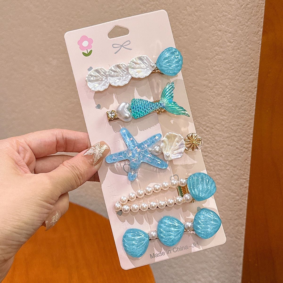 Flower hairpin female hottie photo headgear retro super fairy atmosphere blue beautiful new Chinese side clip hair accessories