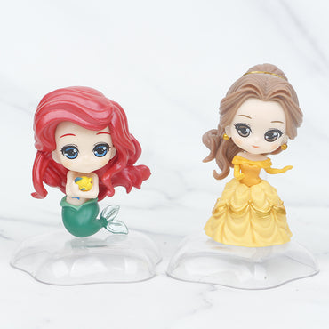 New 6 princess long-haired white snow jasmine mermaid belle capsule blind box figure cake landscape doll ornament