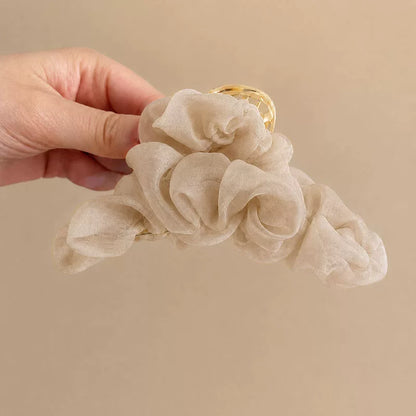 Korean Style Super Fairy Pleated Mesh Claw Clip for Women, 2026 New Large Shark Hair Clip at the Back of the Head, Updo Hair Clip