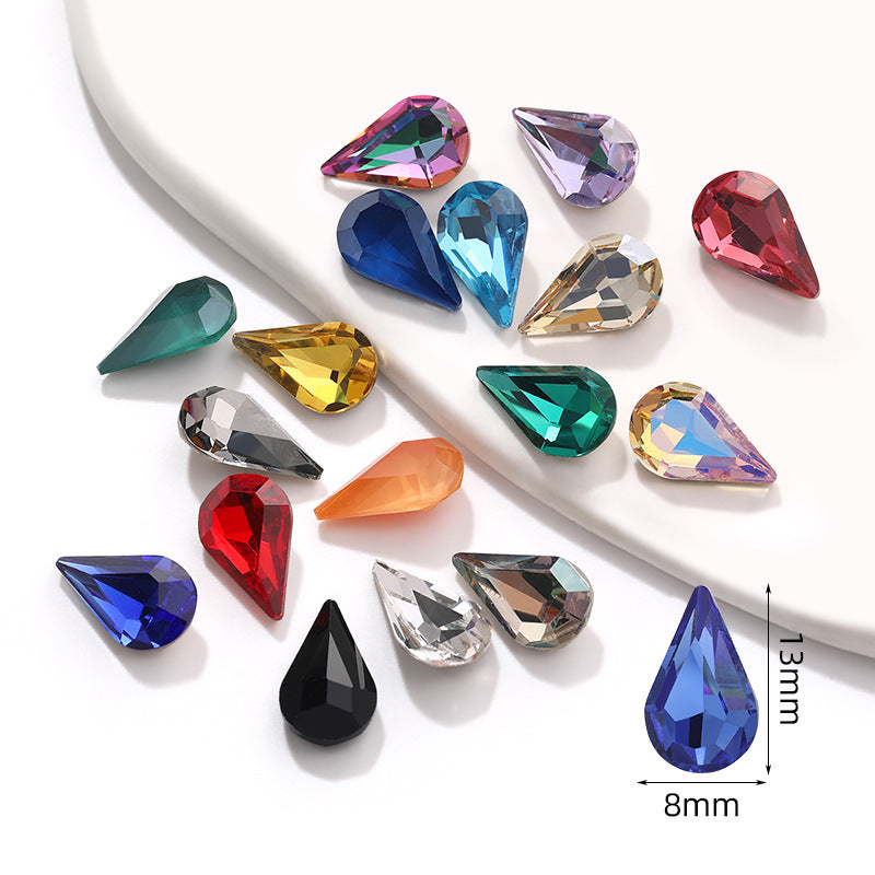 Cross-border source: Guazi pointed water drop, high-top diamond, special-shaped water rhinestone, DIY jewelry accessories, pointed bottom diamond, nail art sticker, diamond material