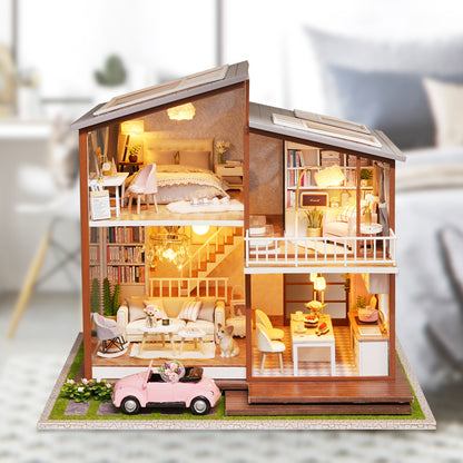 Smart Fun House DIY Cottage Slow Time Wooden Assembly Villa Loft Model Cottage Creative DIY Handmade Gifts