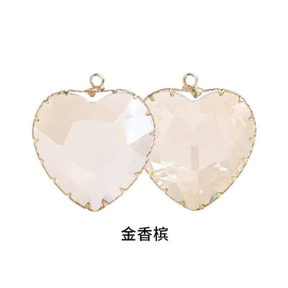 Heart-shaped single pendant gold flower claw glass diamond pendant necklace clothing accessory heart-shaped gold edged peach blossom claw pendant