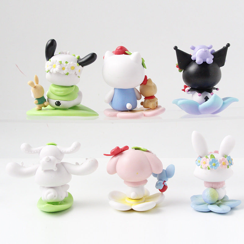 Melody jade cinnamon Kuromi flower series blind box trendy toy figure birthday gift cute doll table ornament piece