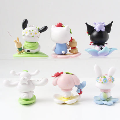 Melody jade cinnamon Kuromi flower series blind box trendy toy figure birthday gift cute doll table ornament piece
