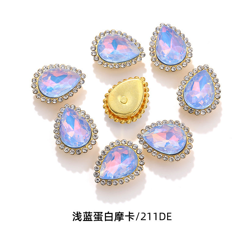 Double-layer waterdrop sunflower flower flower plate diamond buckle, hand-stitched rhinestone, thickened gold holder, glass diamond, clothing, shoes, bags, DIY accessories
