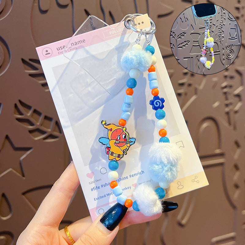 Creative DIY star doll hairball beaded mobile phone chain doll pendant handmade bag keychain pendant